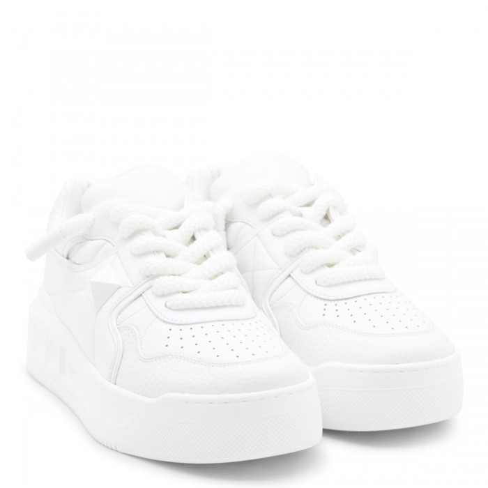 WHITE LEATHER ONE STUD XL... 2