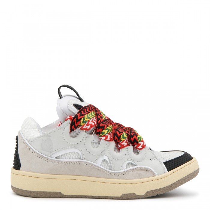 WHITE LEATHER CURB SNEAKERS