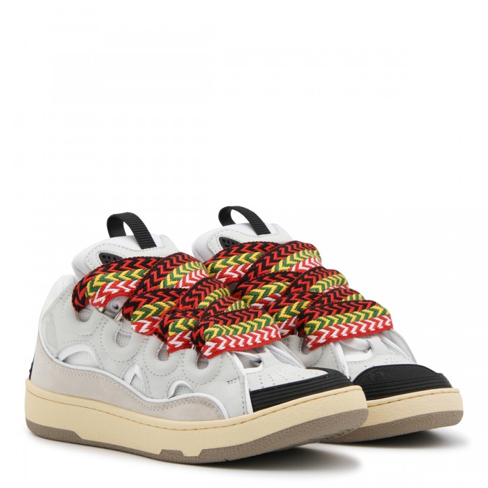 WHITE LEATHER CURB SNEAKERS 2