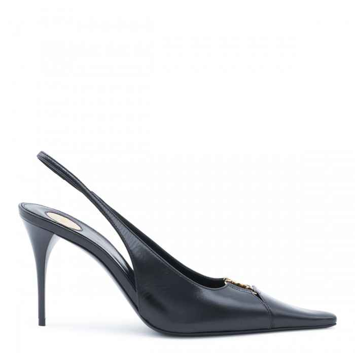 BLACK LEATHER BABYLONE PUMPS