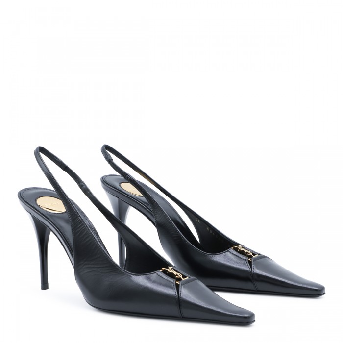 BLACK LEATHER BABYLONE PUMPS 2