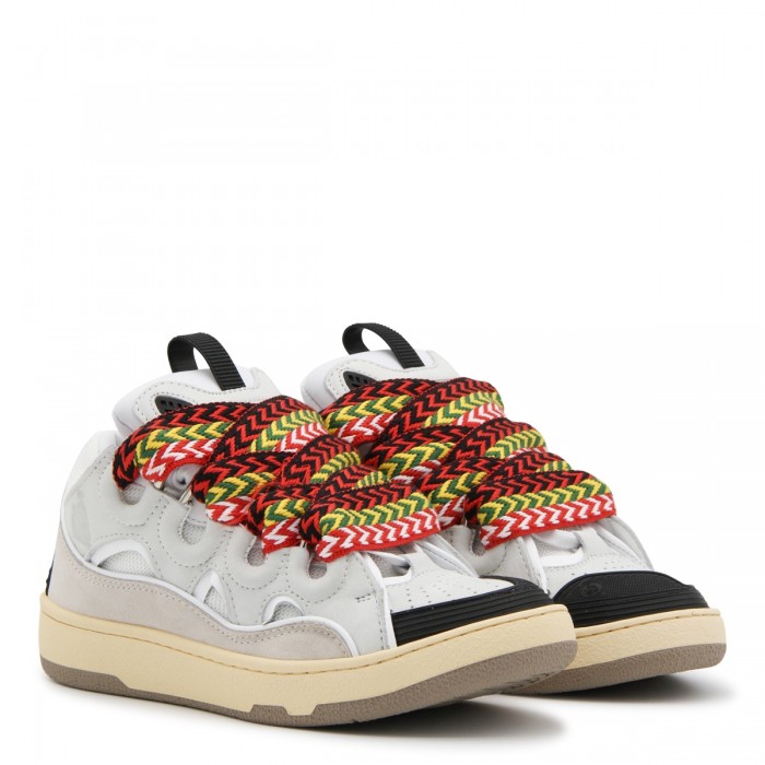 WHITE LEATHER CURB SNEAKERS 2