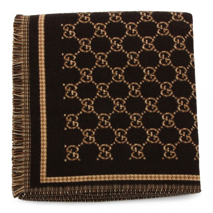 BROWN WOOL GG SCARF