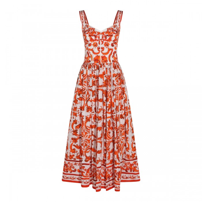 WHITE AND ORANGE COTTON...