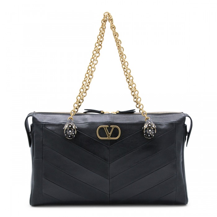 BLACK LEATHER PANTHEA...