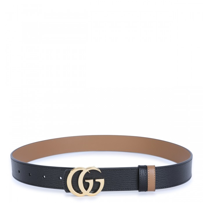 BLACK AND BEIGE LEATHER GG...