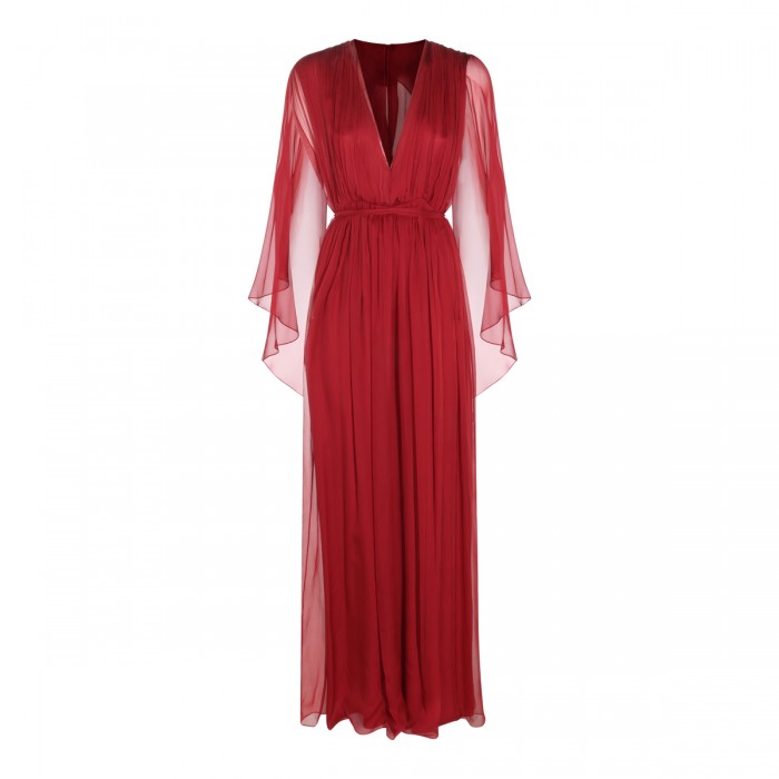 BORDEAUX SILK LONG DRESS