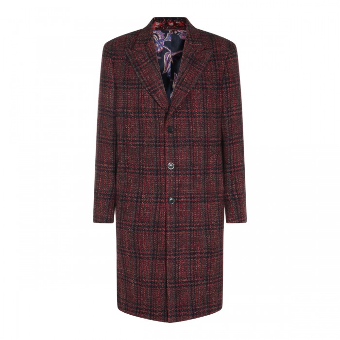 DARK RED AND BROWN WOOL COAT