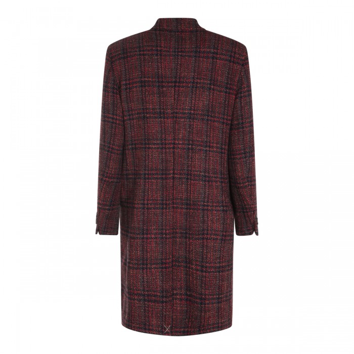 DARK RED AND BROWN WOOL COAT 2