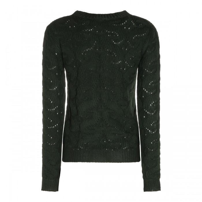 GREEN WOOL BLEND LACE SWEATER 2
