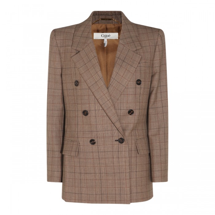 BROWN AND BEIGE WOOL CHECK...