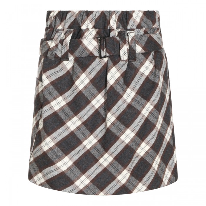 GREY AND BROWN WOOL SKIRT