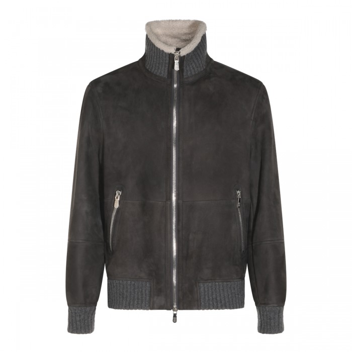 DARK GREY AND BROWN LEATHER...