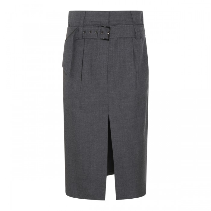 DARK GREY WOOL MIDI SKIRT