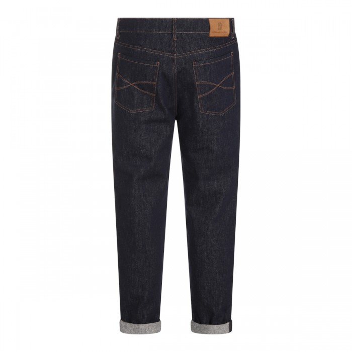 DARK BLUE COTTON DENIM JEANS 2