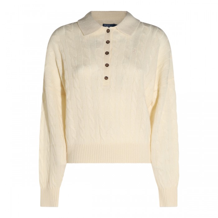 CREAM WOOL POLO SHIRT