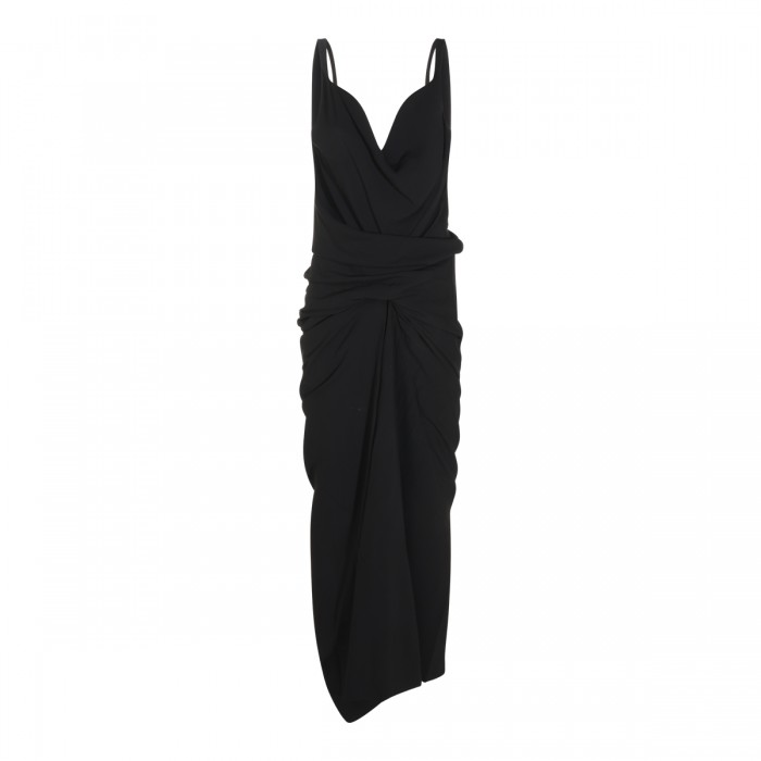 BLACK STRETCH WRAP DRESS