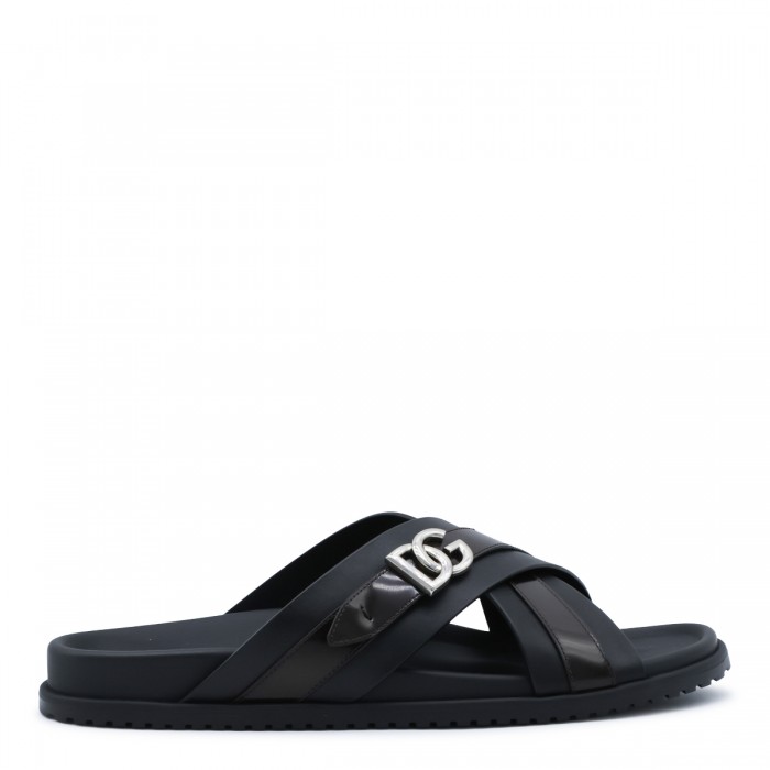 BLACK LEATHER FLATS