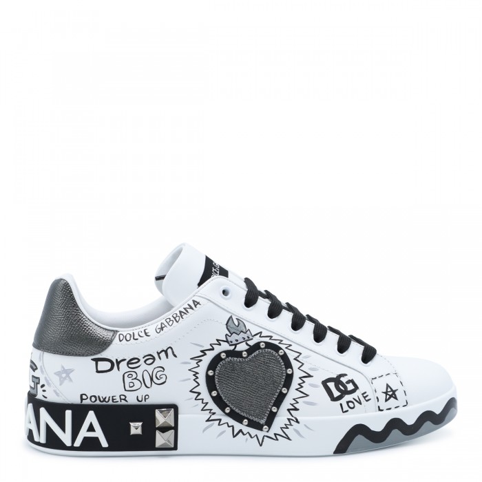WHITE AND BLACK LEATHER...