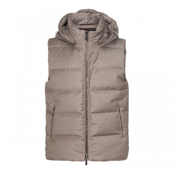BEIGE FIRE PUFFER VEST DOWN...