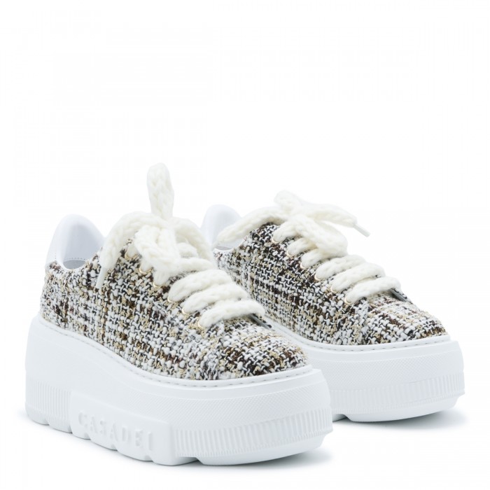 WHITE AND IVORY CHECK SNEAKERS 2