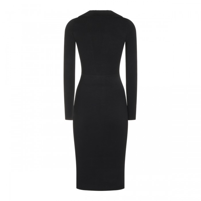 BLACK STRETCH LONG DRESS 2