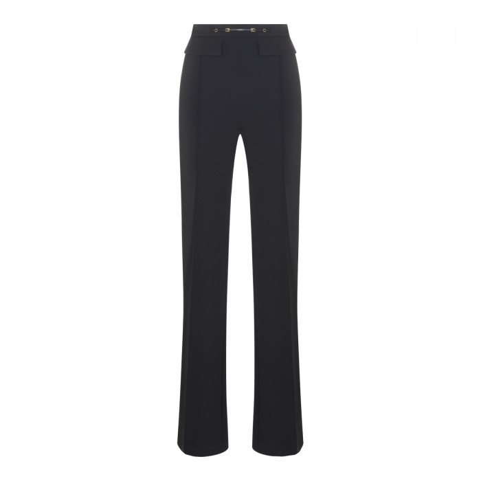 BLACK STRETCH FLARED PANTS