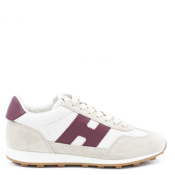 WHITE AND BURGUNDY LEATHER...