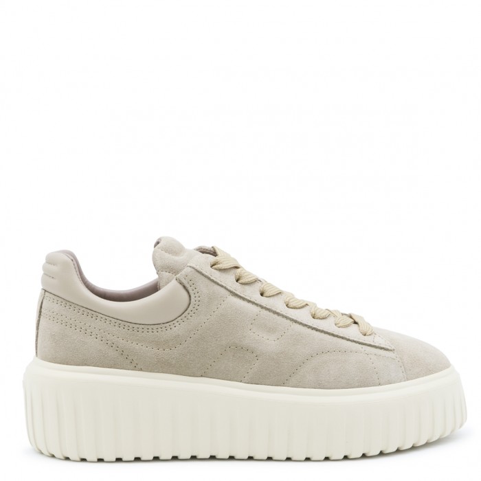 BEIGE SUEDE H-STRIPES SNEAKERS