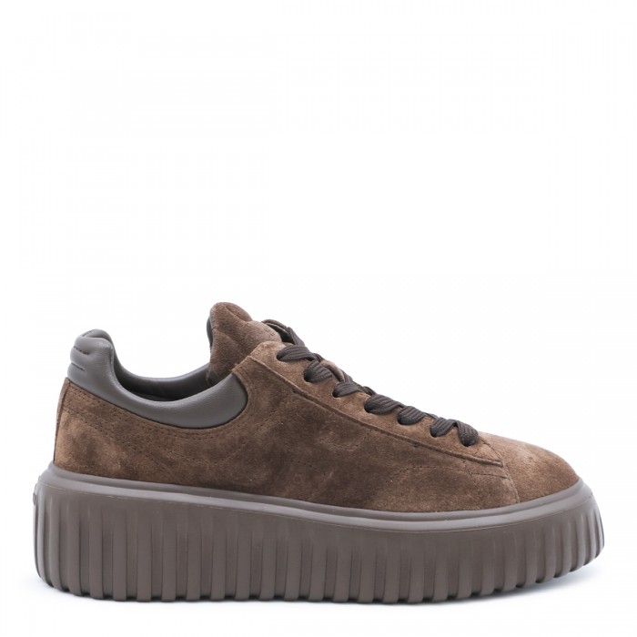 BROWN SUEDE H-STRIPES SNEAKERS