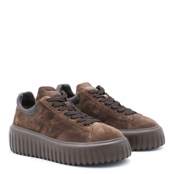 BROWN SUEDE H-STRIPES SNEAKERS 2