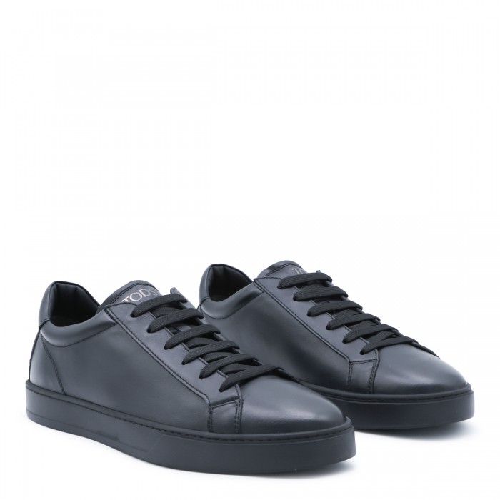 BLACK LEATHER GOMMINO SNEAKERS 2