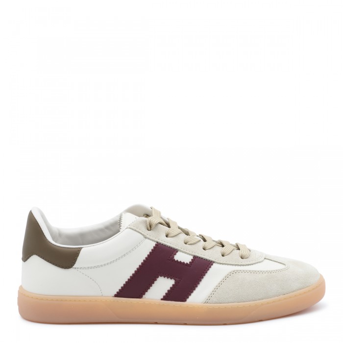 WHITE AND BORDEAUX SUEDE...