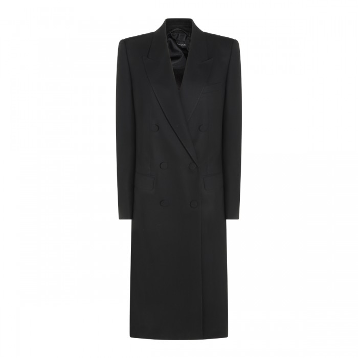 BLACK WOOL LONG COAT