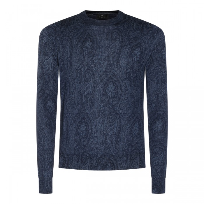 NAVY WOOL AND SILK BLEND...