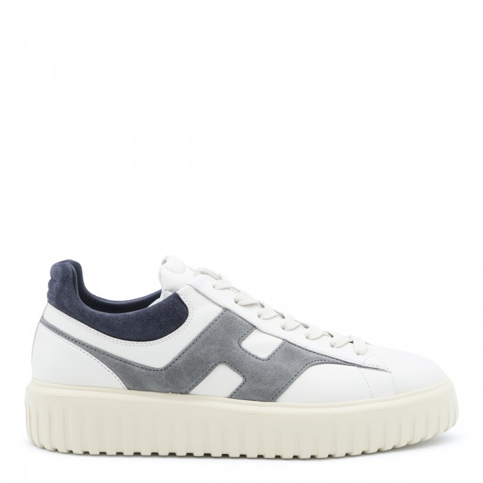 IVORY GREY AND BLUE LEATHER...