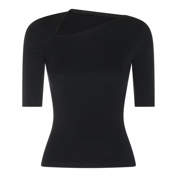 BLACK COTTON AND WOOL BLEND...