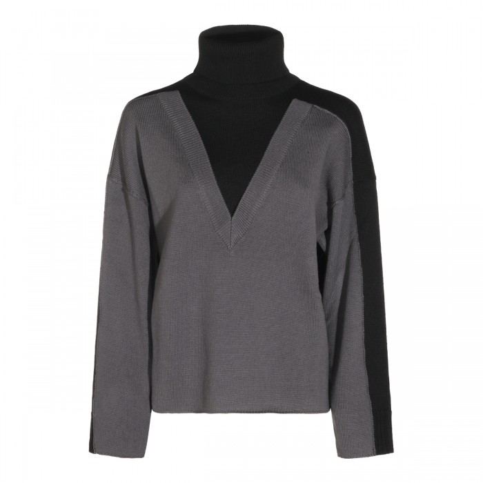 BLACK AND DARK GREY WOOL...