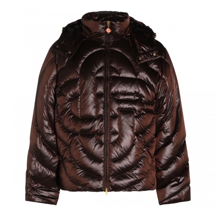 DARK BROWN QUILTED PUFFER...