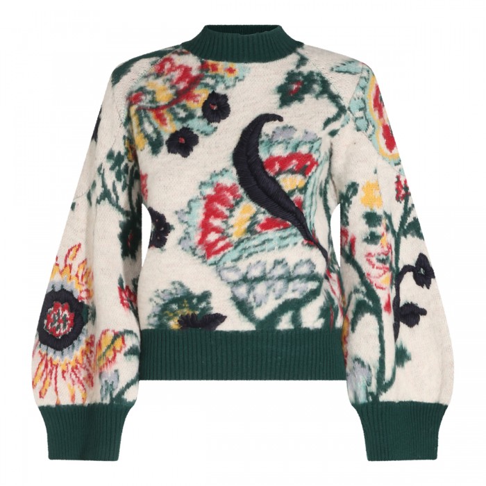 IVORY WOOL JACQUARD KNITWEAR