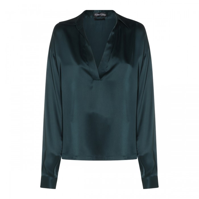 DARK GREEN SILK SHIRT