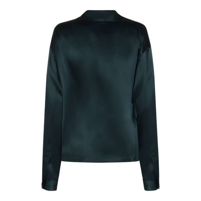 DARK GREEN SILK SHIRT 2