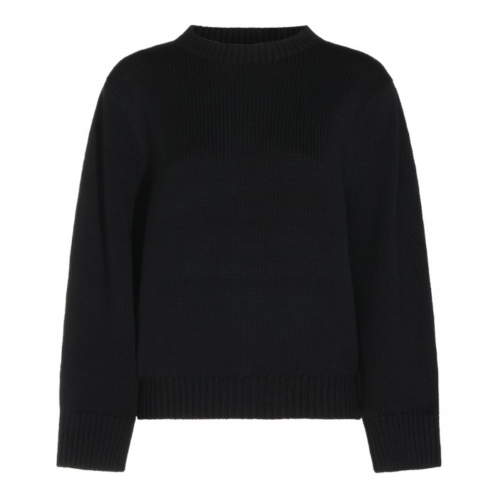 BLACK COTTON OVERSIZED SWEATER