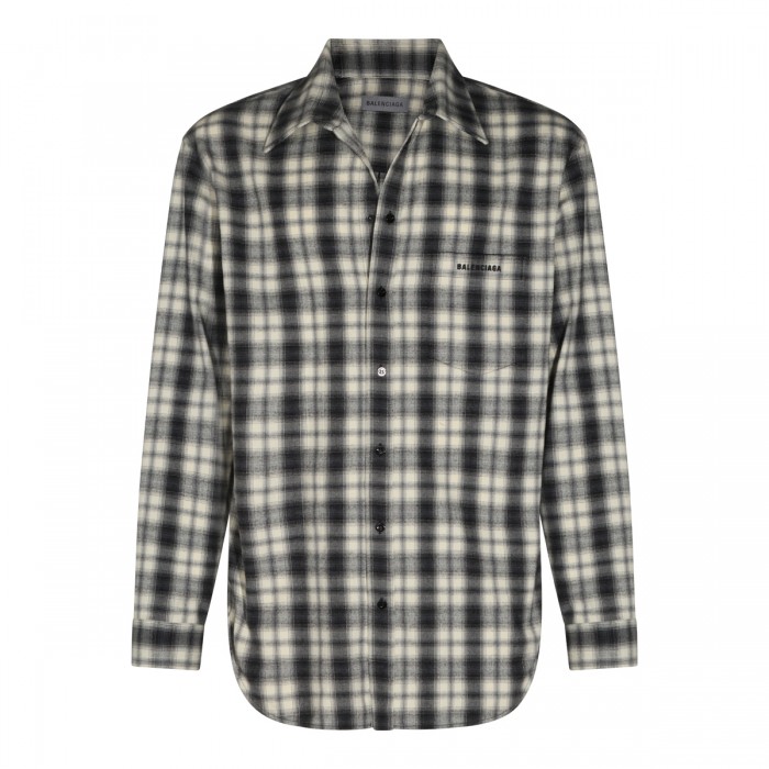 WHITE AND BLACK COTTON SHIRT
