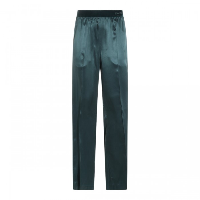 DARK GREEN SILK PANTS