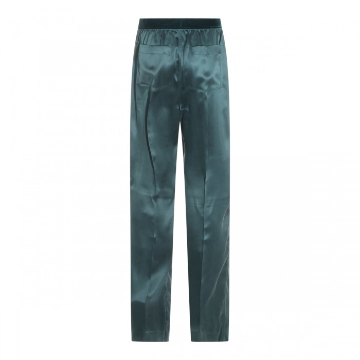 DARK GREEN SILK PANTS 2