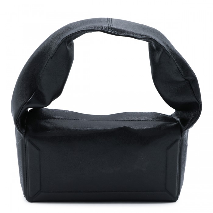 BLACK LEATHER BOX BAG EAST...