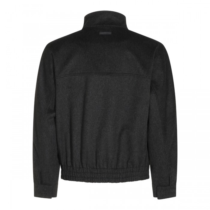 BLACK WOOL CASUAL JACKET 2