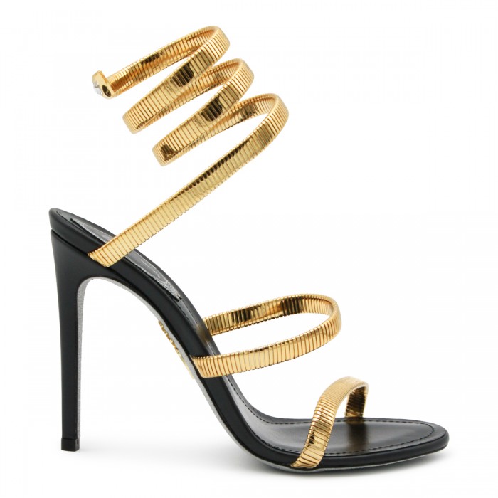 BLACK AND GOLD SANDALS