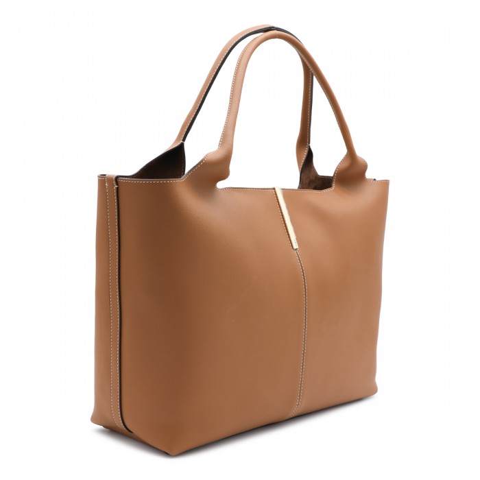 BROWN LEATHER SMALL TOTE 2